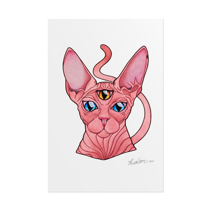 Pink Three-Eyed Cat Rolled Poster