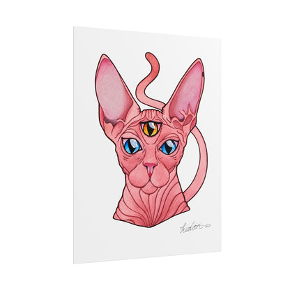 Pink Three-Eyed Cat Rolled Poster