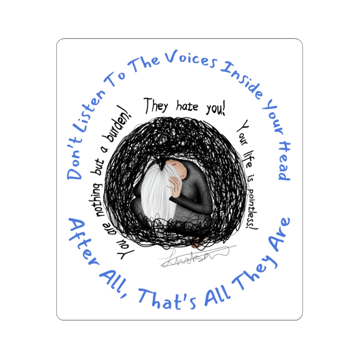 Dark Thoughts Mental Health Artwork Sticker