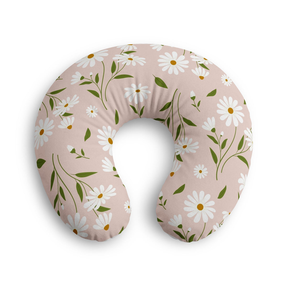 Pink With White Flowers Nursing Pillow Cover