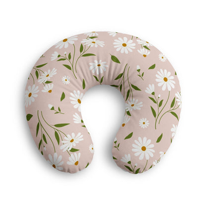 Pink With White Flowers Nursing Pillow Cover