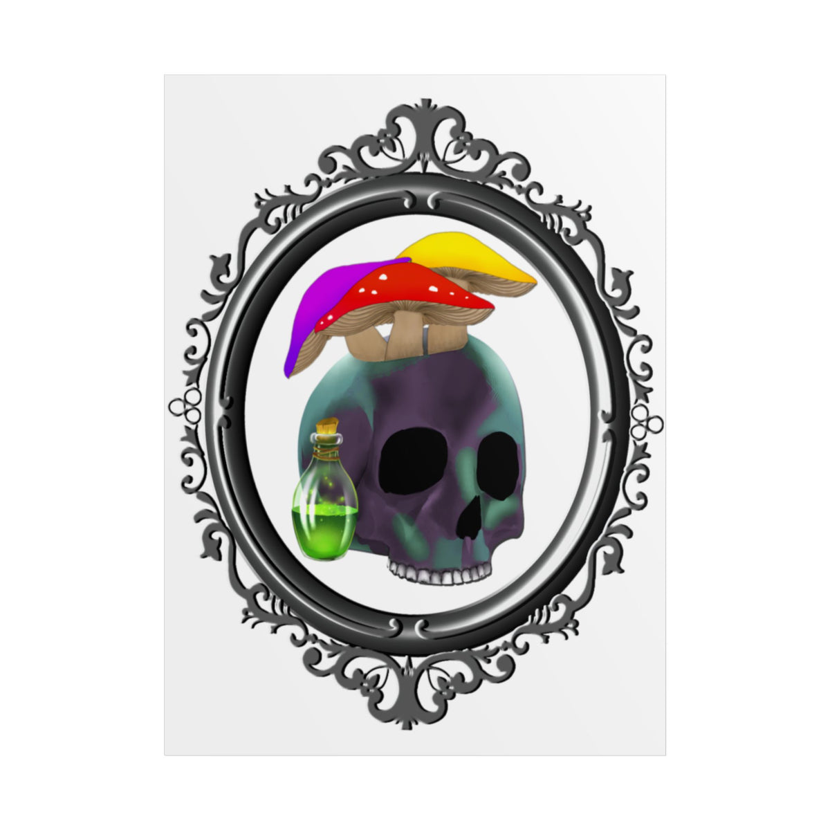 Mushroom Skull Unframed Poster – Gothic Psychedelic Wall Art