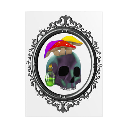 Mushroom Skull Unframed Poster – Gothic Psychedelic Wall Art
