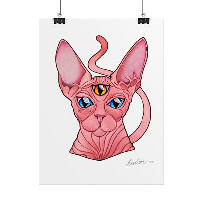 Pink Three-Eyed Cat Rolled Poster