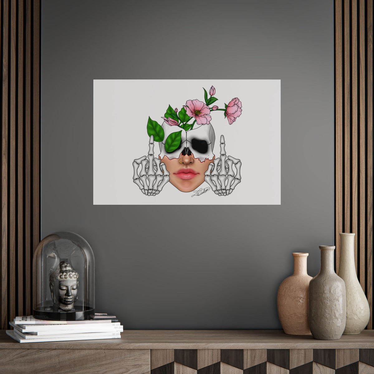 Floral Skull Gothic Art Print