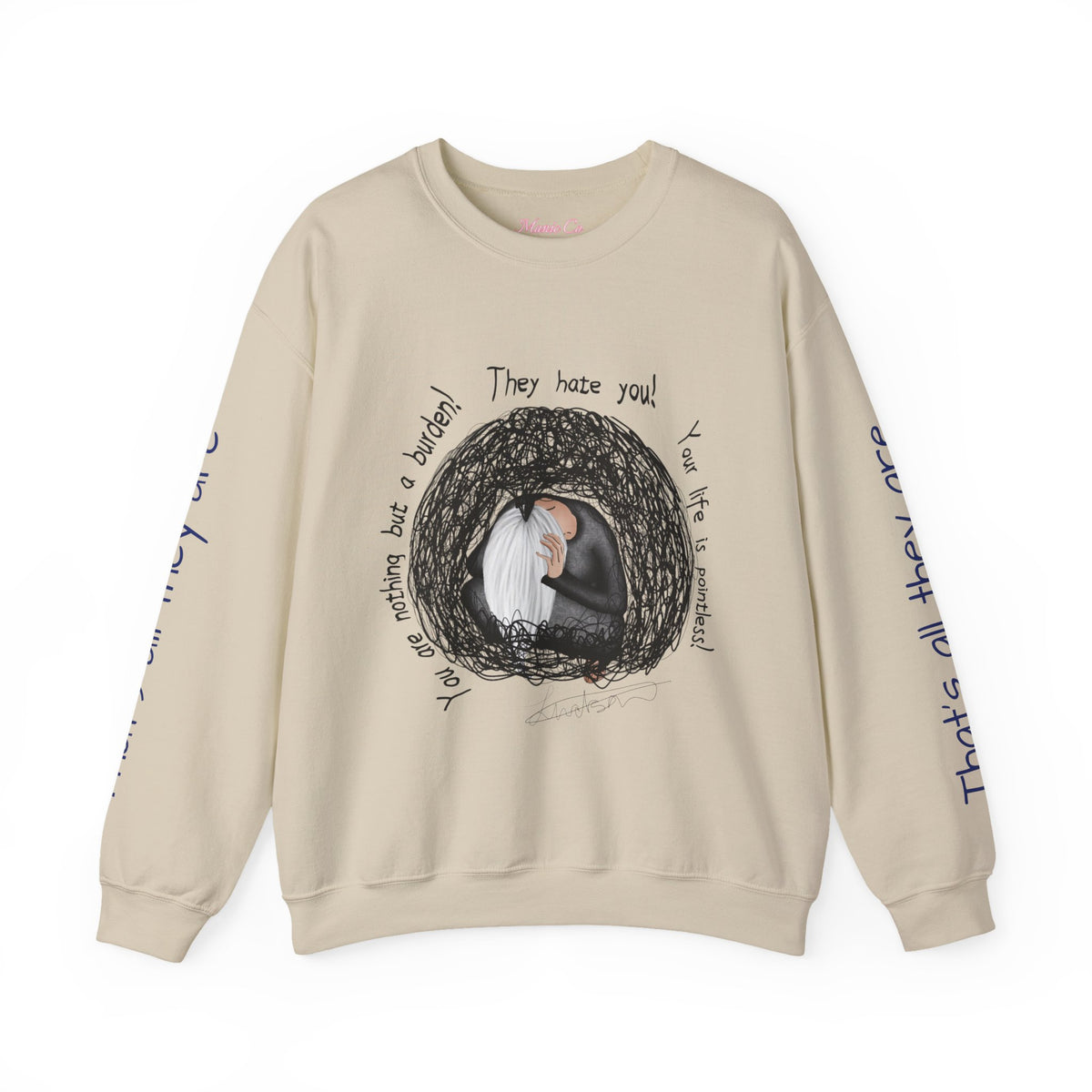 Don't Listen to the Voices Illustrated Crewneck
