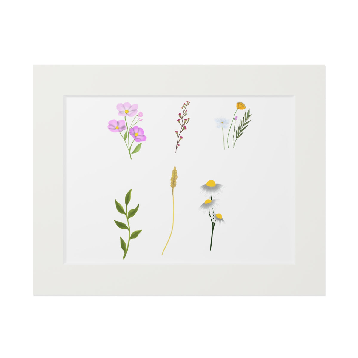 Wildflower Fine Art Print with Paper Mat Frame