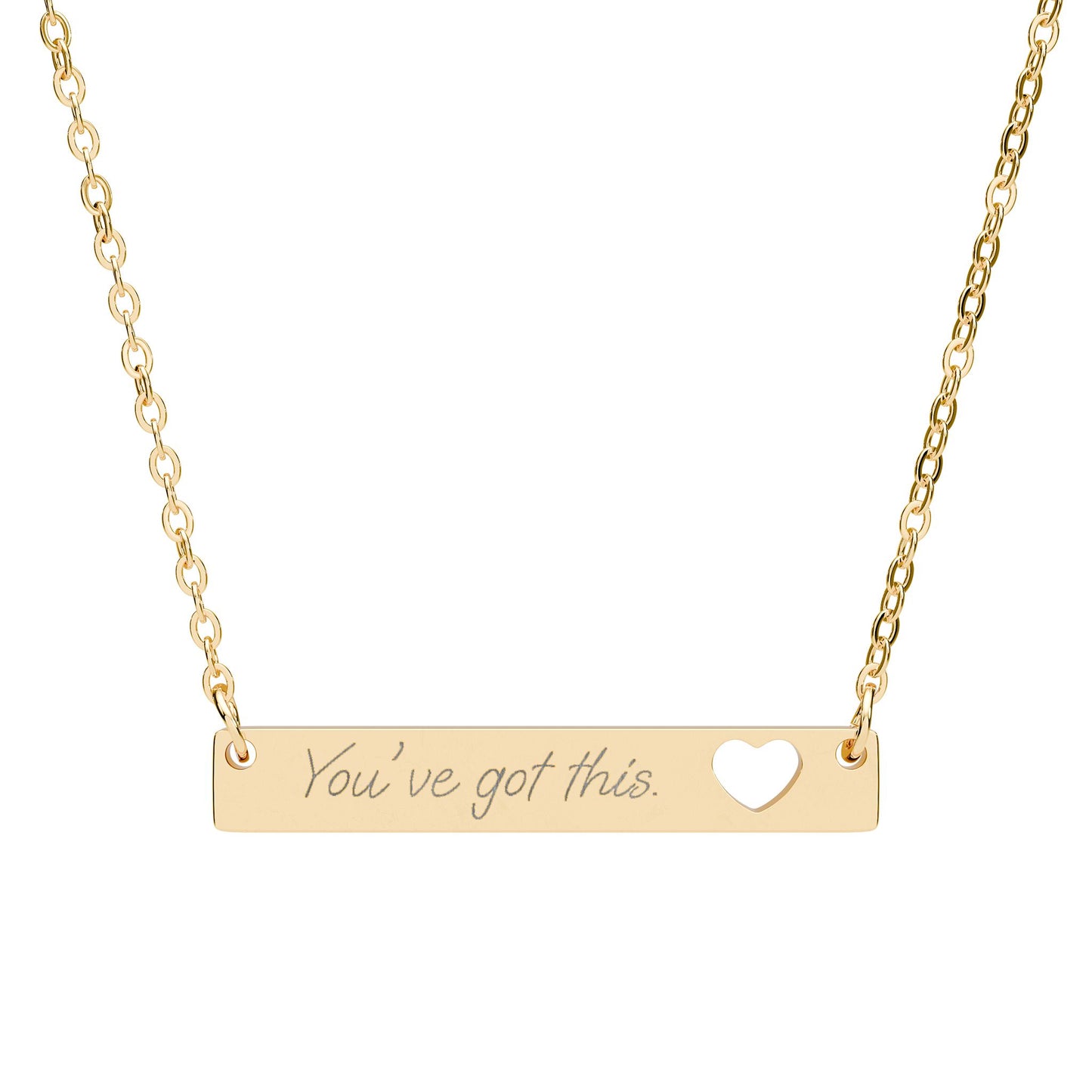 Halskette mit Anhänger – Herz-Cutout – Gravur „You’ve Got This“ – Inspirierender Schmuck