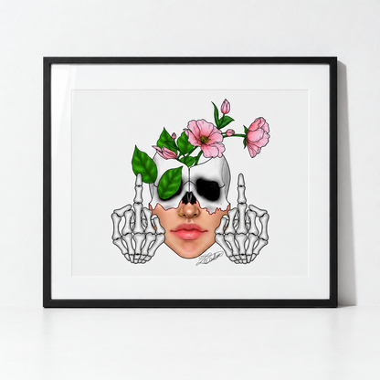Floral Skull Gothic Art Print