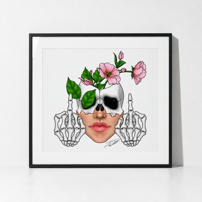 Floral Skull Gothic Art Print