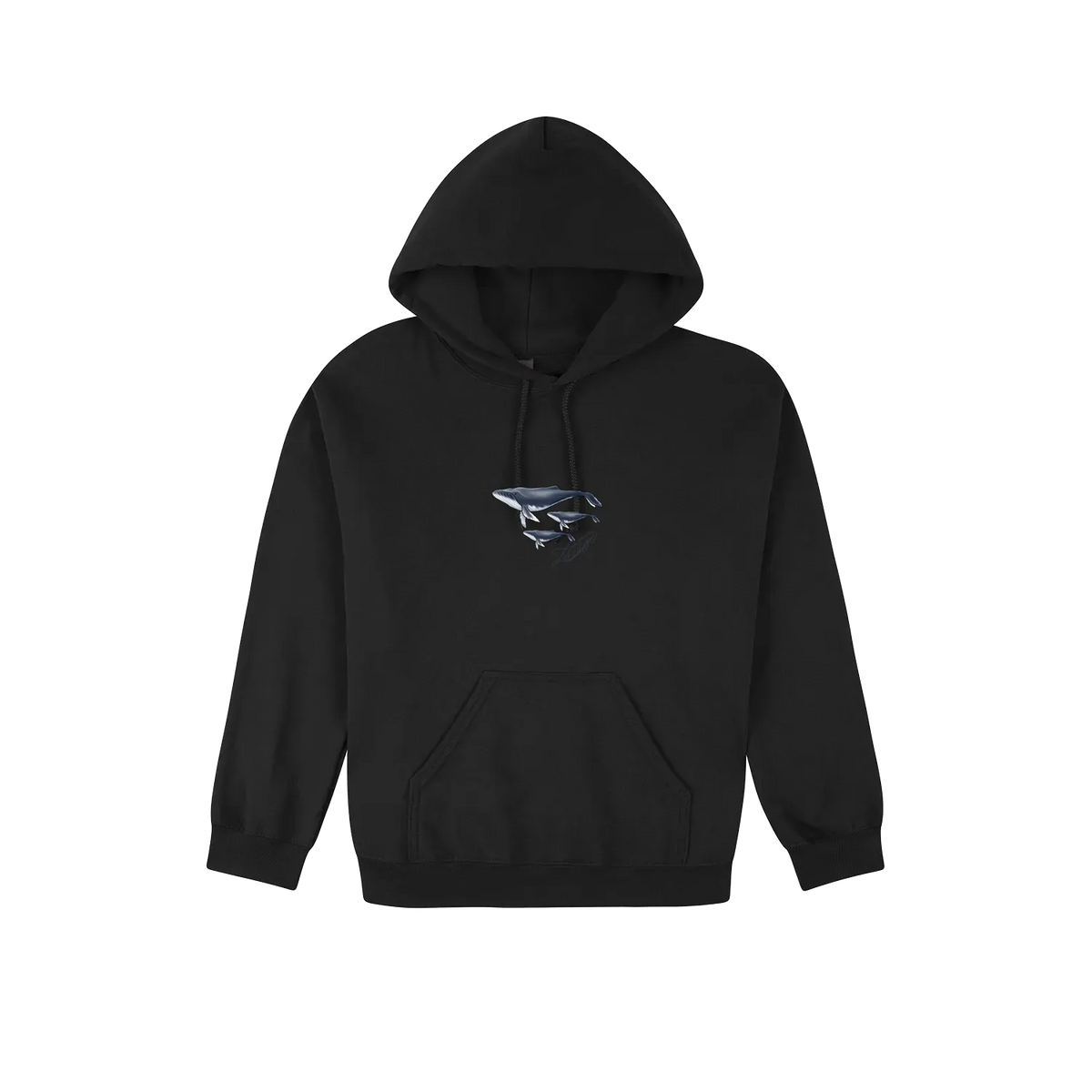 Whale Mumma Graphic Hoodie — Black front laid flat