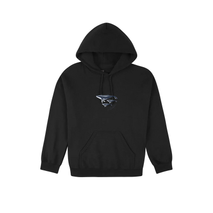Whale Mumma Graphic Hoodie — Black front laid flat