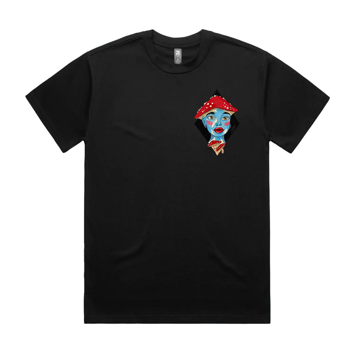 Shroom Girl Heavy Graphic T-Shirt — Black front laid flat
