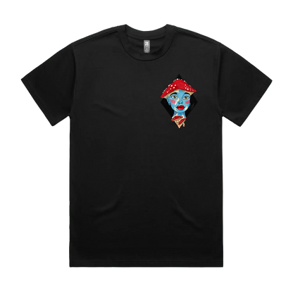 Shroom Girl Heavy Graphic T-Shirt — Black front laid flat