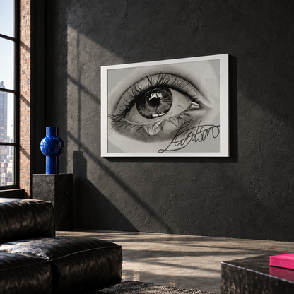 Tearful Eye Art Poster – Black and White Unframed Gallery Print