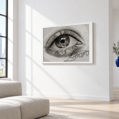 Tearful Eye Art Poster – Black and White Unframed Gallery Print