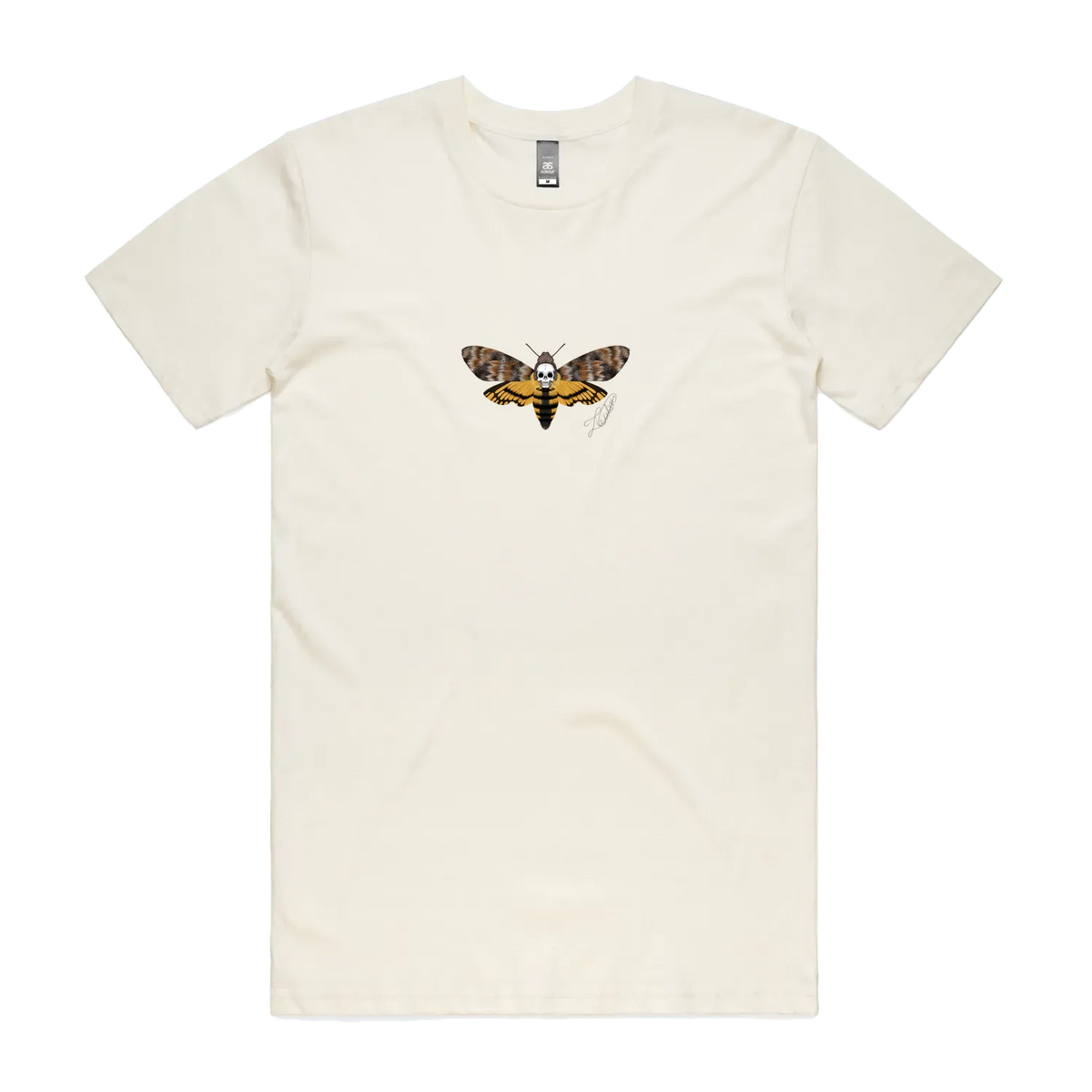 Death Moth Unisex Graphic T-Shirt — Natural front laid flat