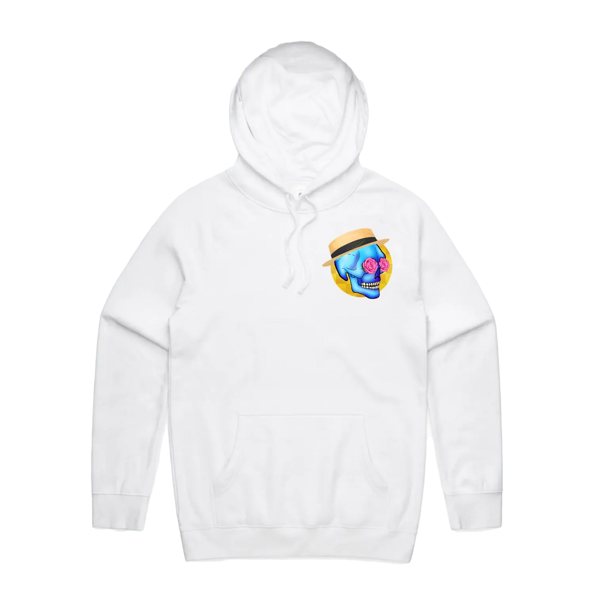 Skull Daddy Unisex Hoodie — White front laid flat