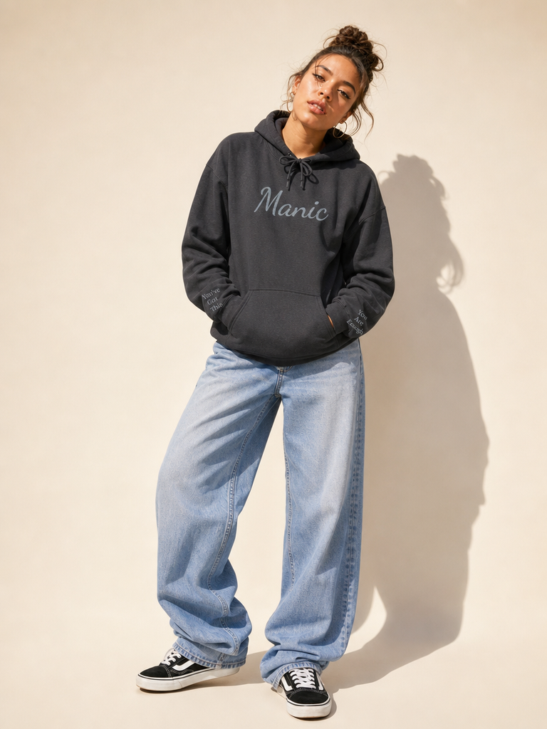 Manic Script Rhinestone Sparkle Hoodie