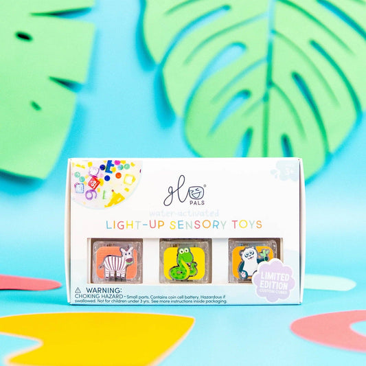 Limited Edition Light-Up Cubes, 6-Pack Zoo Animals