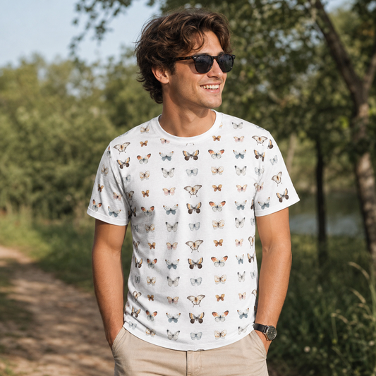 Butterfly White Stitching Unisex All-Over Print T-Shirt