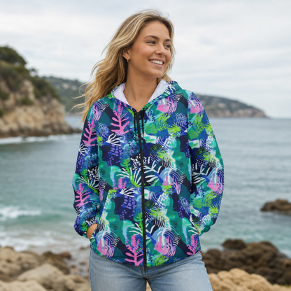 Neon Abstract Coral Reef Windbreaker Jacket