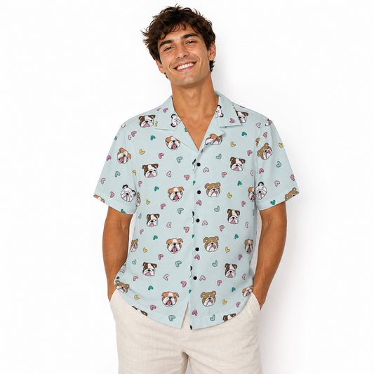 Bulldog All-Over Print Hawaiian Shirt
