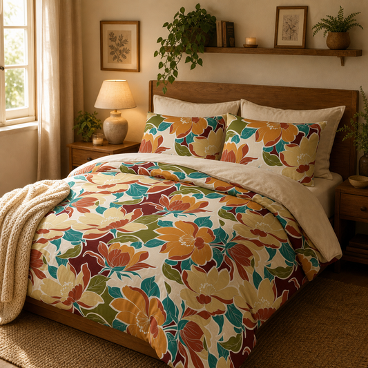 Bold Floral Cotton Duvet Cover & Sham Set