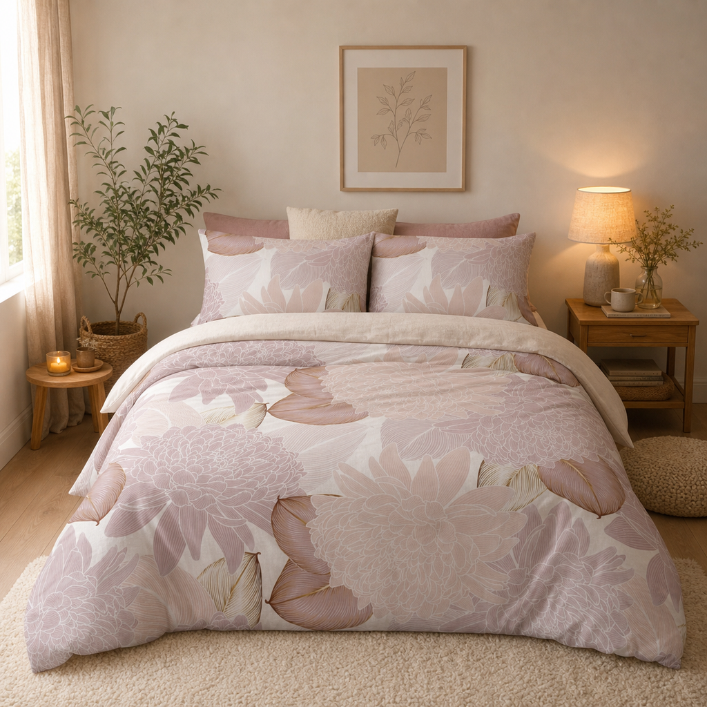 Soft Colour Cotton Duvet Cover & Sham Set