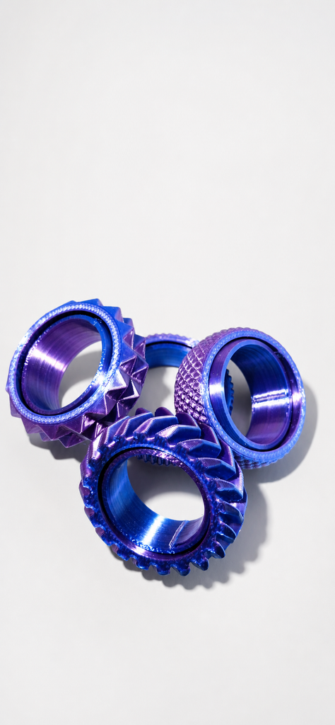 3D Printed Fidget Spinner Rings – Set of 4