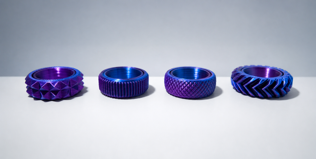 3D Printed Fidget Spinner Rings – Set of 4