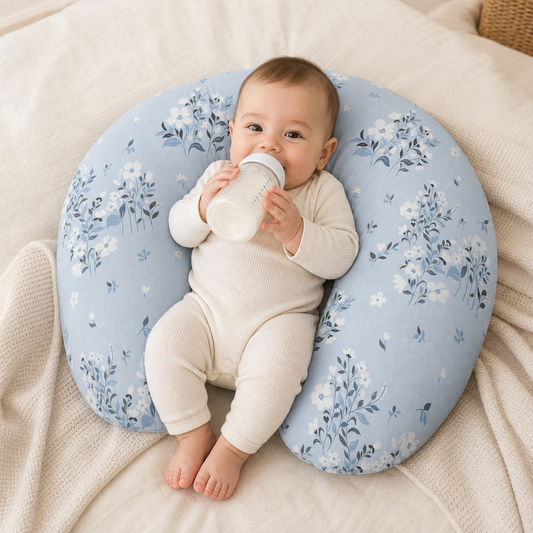 Blue Flowers Nursing Pillow Cover