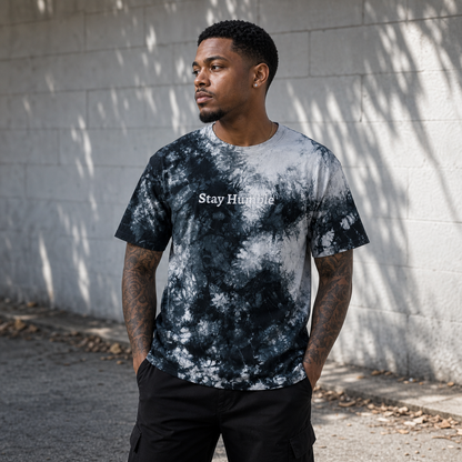 Stay Humble Embroidered Oversized Tie-Dye T-Shirt